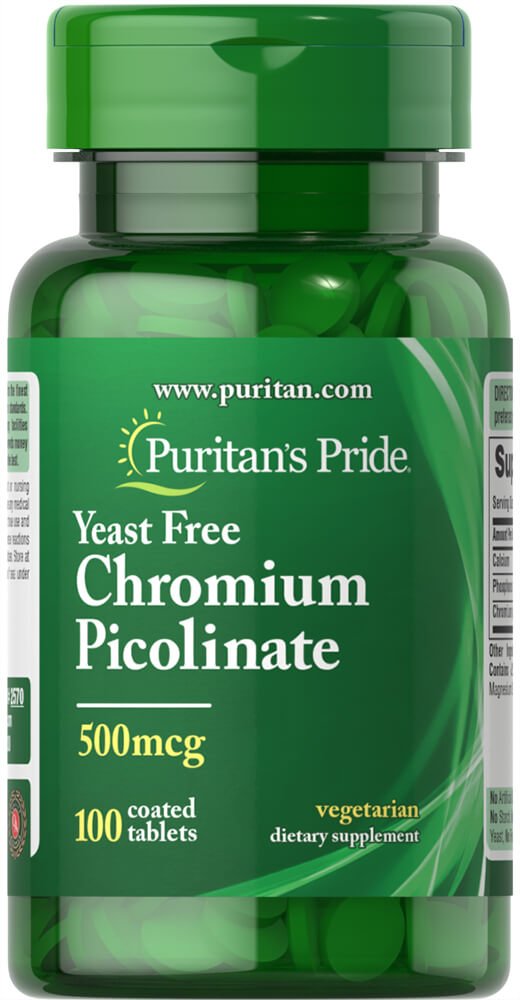 Puritans Pride Chromium Picolinate 500 mcg Yeast Free 100 Count | Discontinued by Manufacturer
