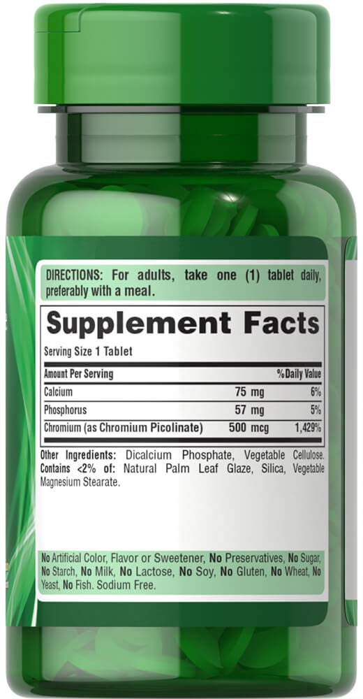 Puritans Pride Chromium Picolinate 500 mcg Yeast Free 100 Count | Discontinued by Manufacturer