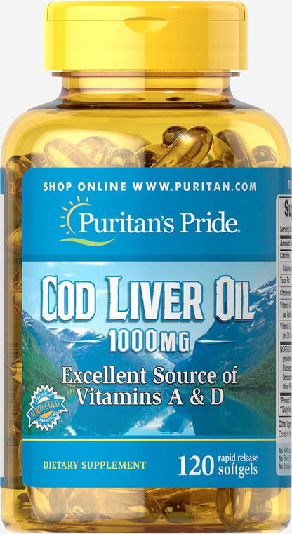Puritans Pride Cod Liver Oil 1000 Mg, 120 Count - Discontinued