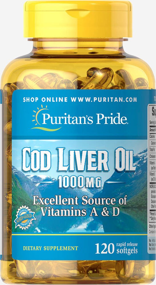 Puritans Pride Cod Liver Oil 1000 Mg, 120 Count - Discontinued BritishVita | Premium UK Vitamins & Wellness Supplements