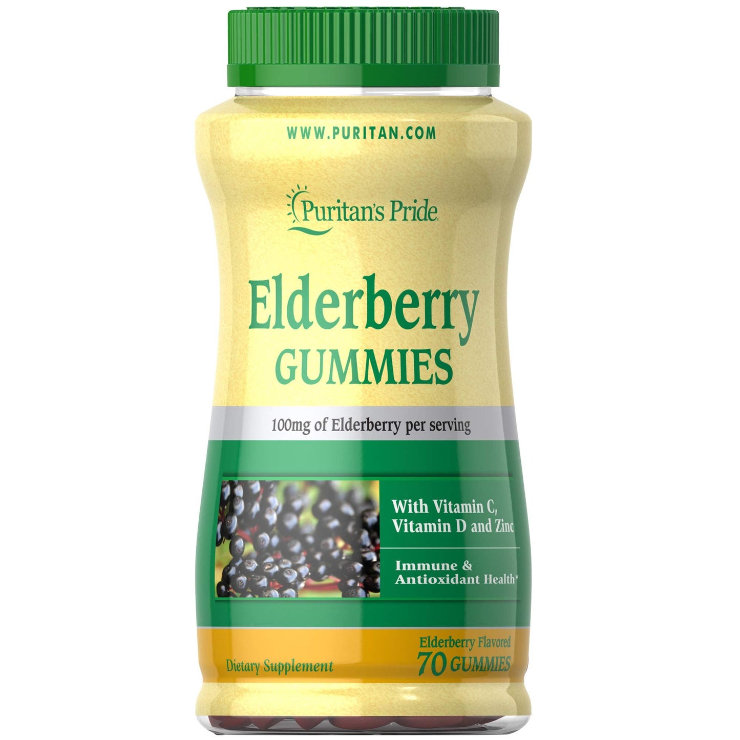 Puritan's Pride Elderberry Gummies with Vitamin C, D & Zinc – 70 Count (Discontinued)