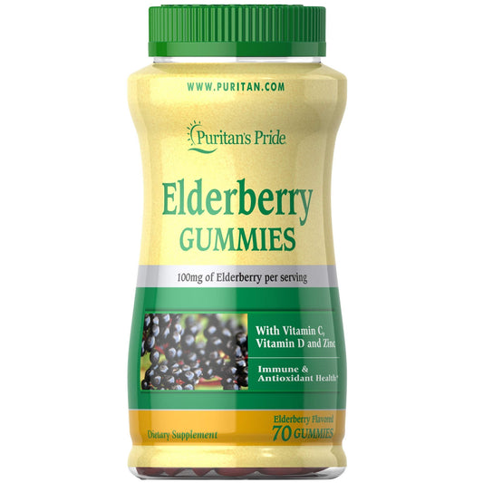 Puritan's Pride Elderberry Gummies with Vitamin C, D & Zinc – 70 Count (Discontinued) BritishVita | Premium UK Vitamins & Wellness Supplements
