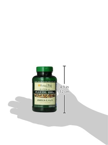 Puritan's Pride Flax Oil 1000 mg – Cold Pressed Omega-3-6-9 | 120 Softgels