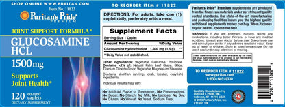 Puritan's Pride Glucosamine 1500 mg Caplets, 120 Count