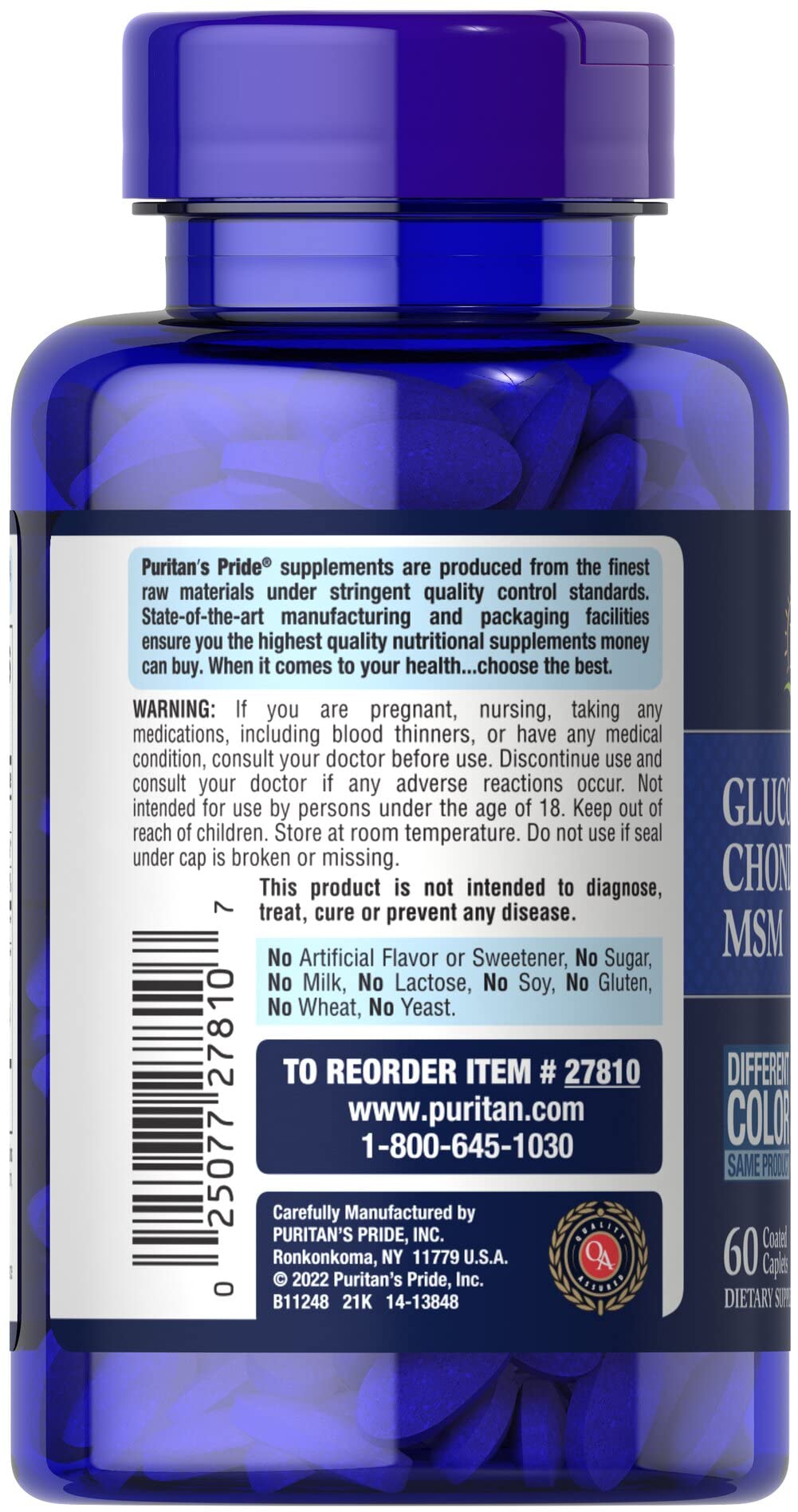 Puritan's Pride Glucosamine Chondroitin MSM Joint Soother – 60 Cap