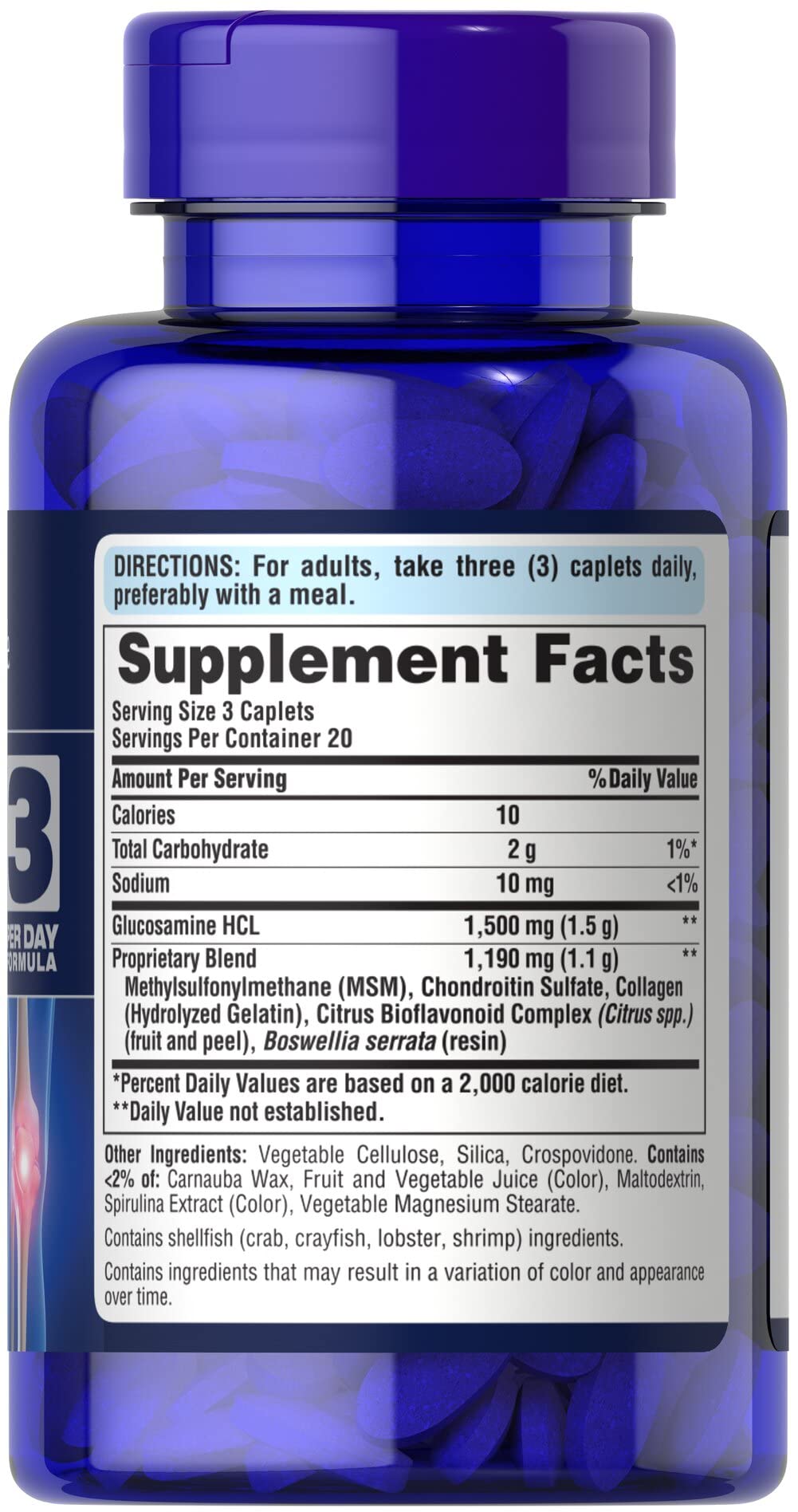 Puritan's Pride Glucosamine Chondroitin MSM Joint Soother – 60 Cap