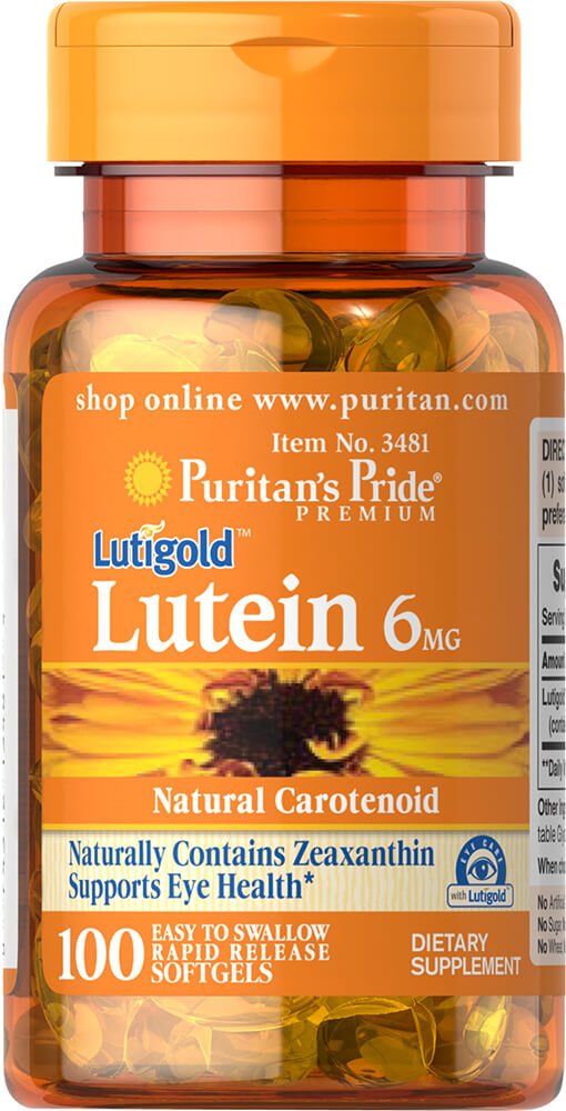 Puritans Pride Lutein 6 mg with Zeaxanthin Softgels - 100 Count