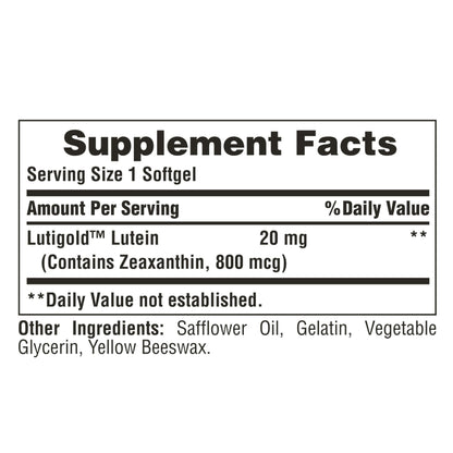 Puritan's Pride Lutigold Lutein 20mg with Zeaxanthin – Eye Health Support, 8-Month 2-Pack (240 Softgels)
