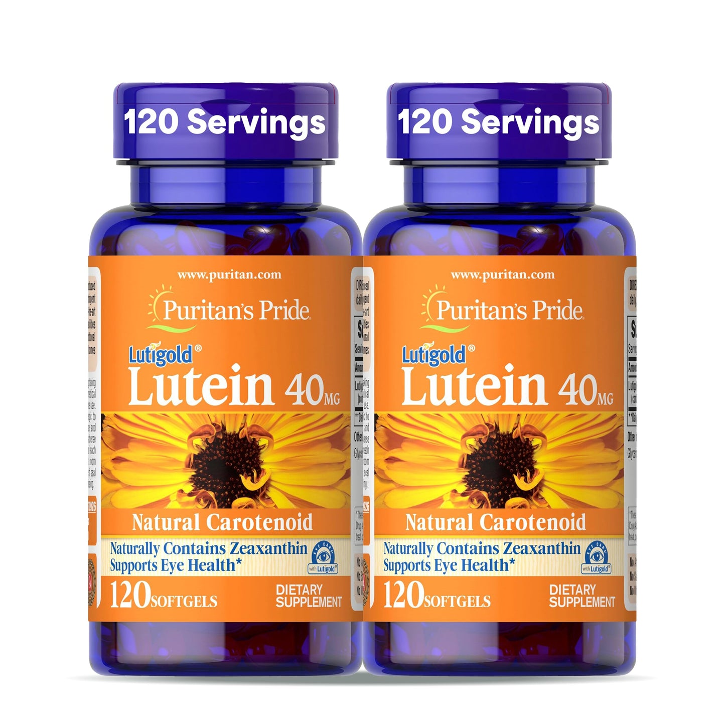 Puritan's Pride Lutigold Lutein 40mg with Zeaxanthin – Eye Health Support, 8-Month 2-Pack