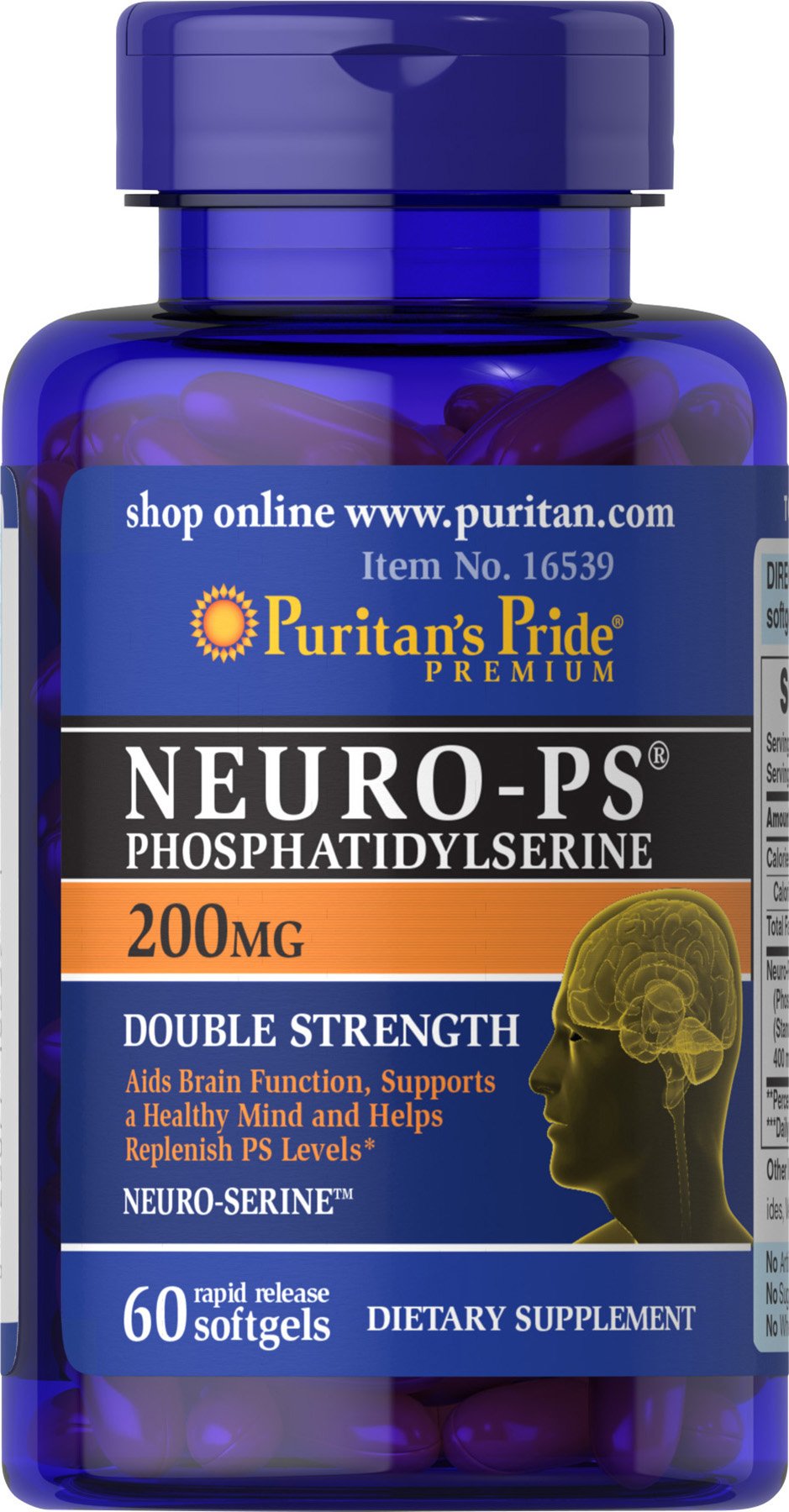 Puritans Pride Neuro-PS Phosphatidylserine - 60ct - White