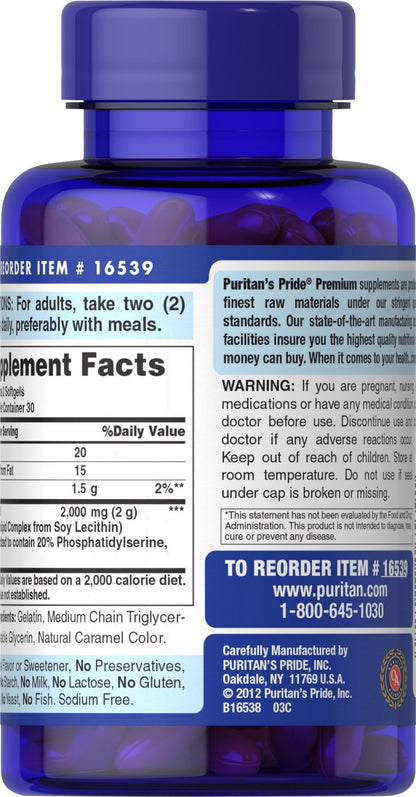 Puritans Pride Neuro-PS Phosphatidylserine - 60ct - White