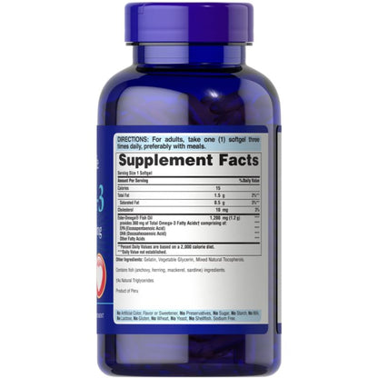 Puritan's Pride Omega-3 Fish Oil 1200mg, 200 Softgels - Discontinued