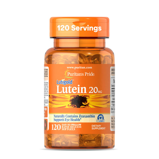 Puritan's Pride Premium Lutigold Lutein 20 mg with Zeaxanthin - Eye Health Support, 8-Month Supply, 120 Softgels BritishVita | Premium UK Vitamins & Wellness Supplements