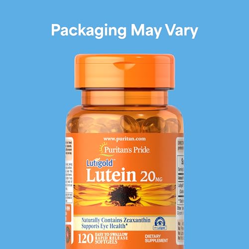 Puritan's Pride Premium Lutigold Lutein 20 mg with Zeaxanthin - Eye Health Support, 8-Month Supply, 120 Softgels