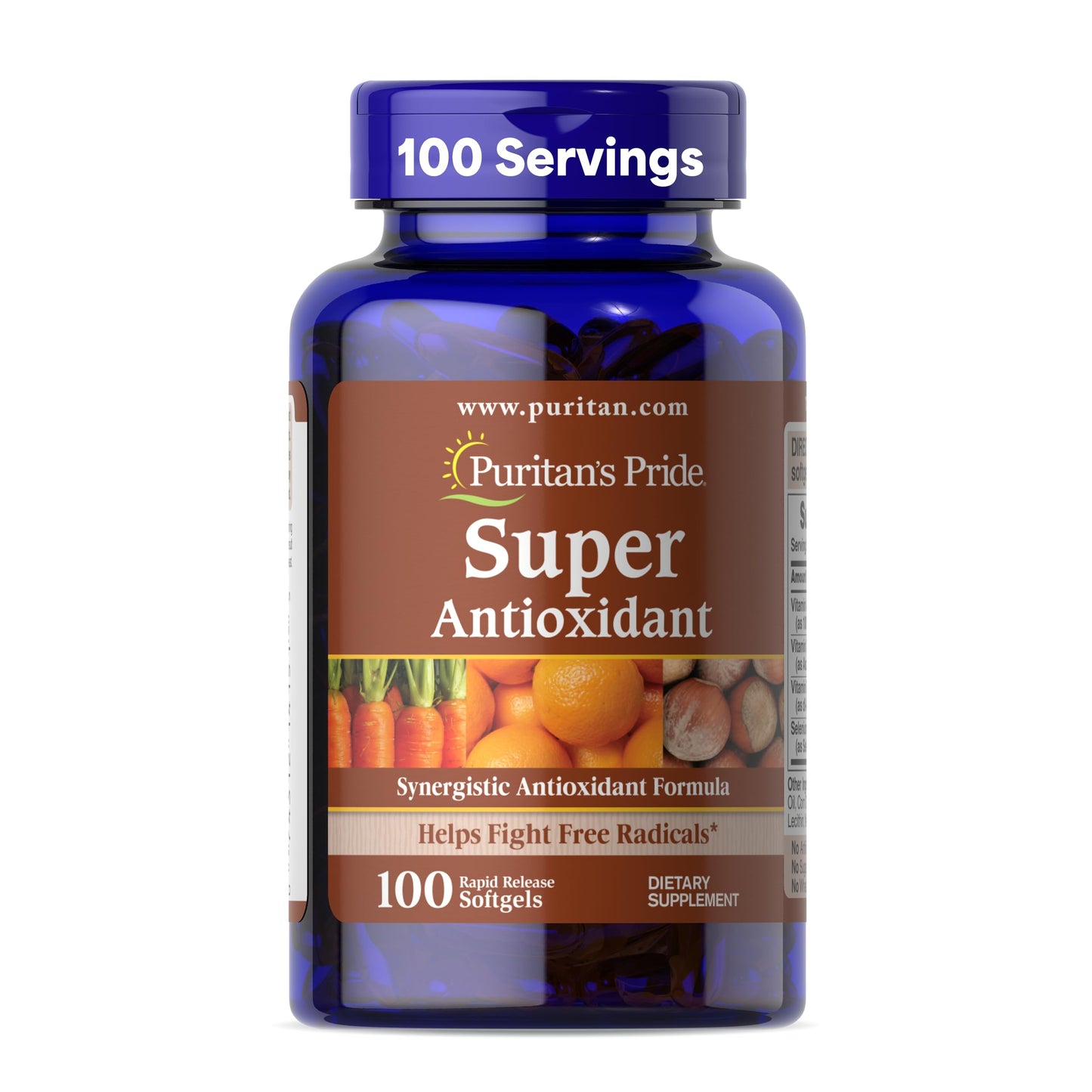 Puritan's Pride Premium Super Synergistic Antioxidant Formula – 100 Rapid Release Softgels, 3 Month Supply