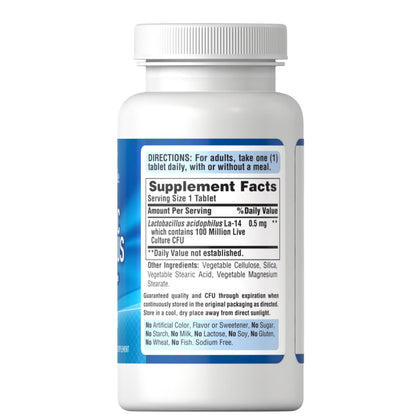 Puritan's Pride Probiotic Acidophilus Tablets – White, 100 Count (3-Month Supply)