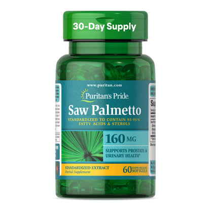 Puritan's Pride Saw Palmetto Extract 160mg – Prostate & Urinary Health | 60 Softgels