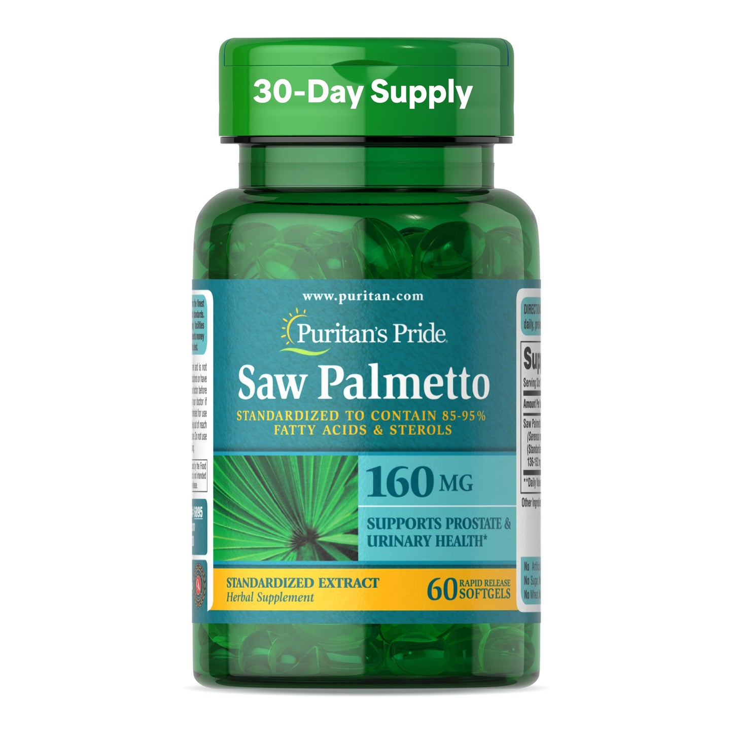Puritan's Pride Saw Palmetto Extract 160mg – Prostate & Urinary Health | 60 Softgels