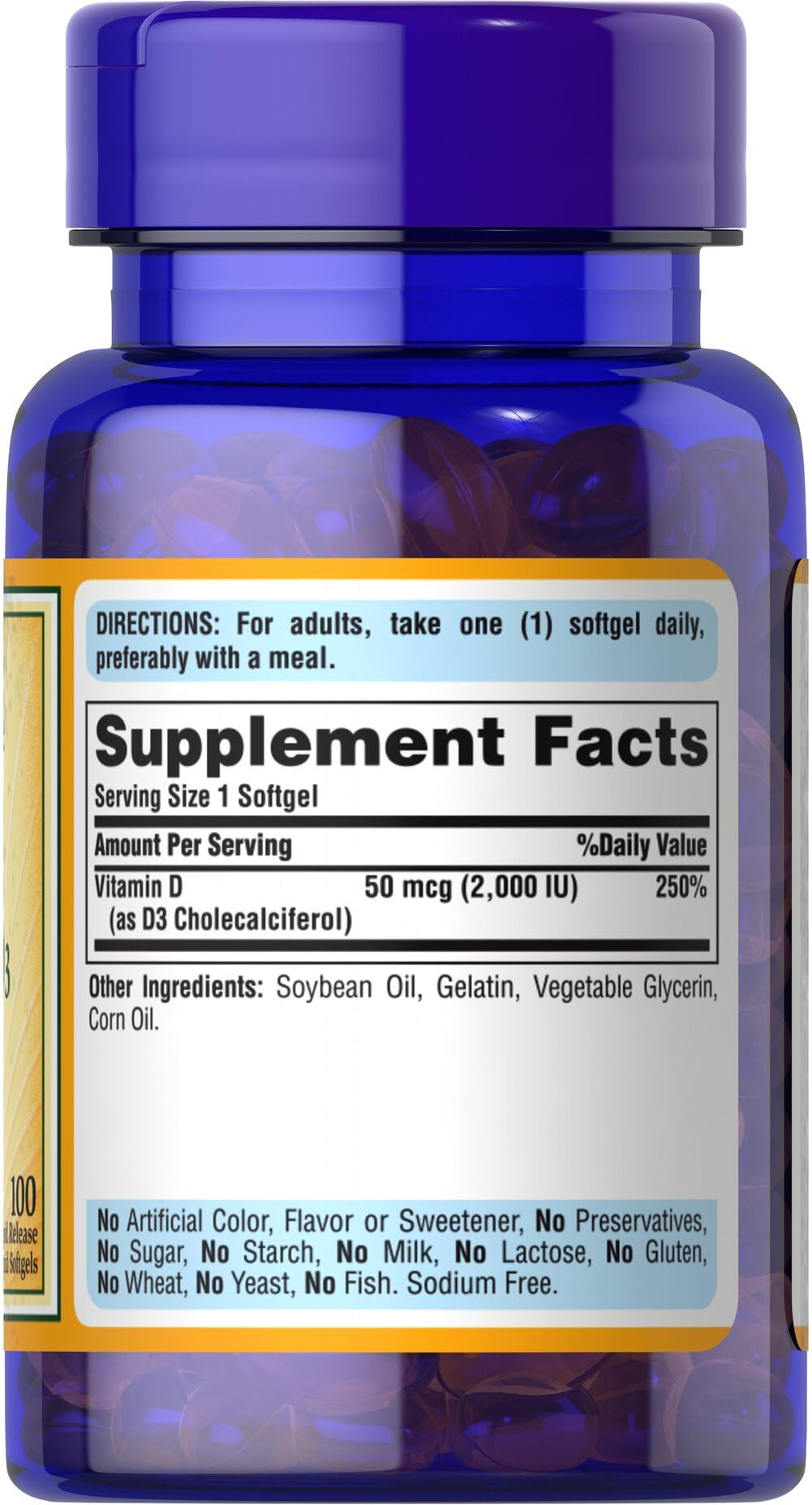 Puritan's Pride Sunvite Vitamin D3 2000IU - 100 Softgels (Discontinued)
