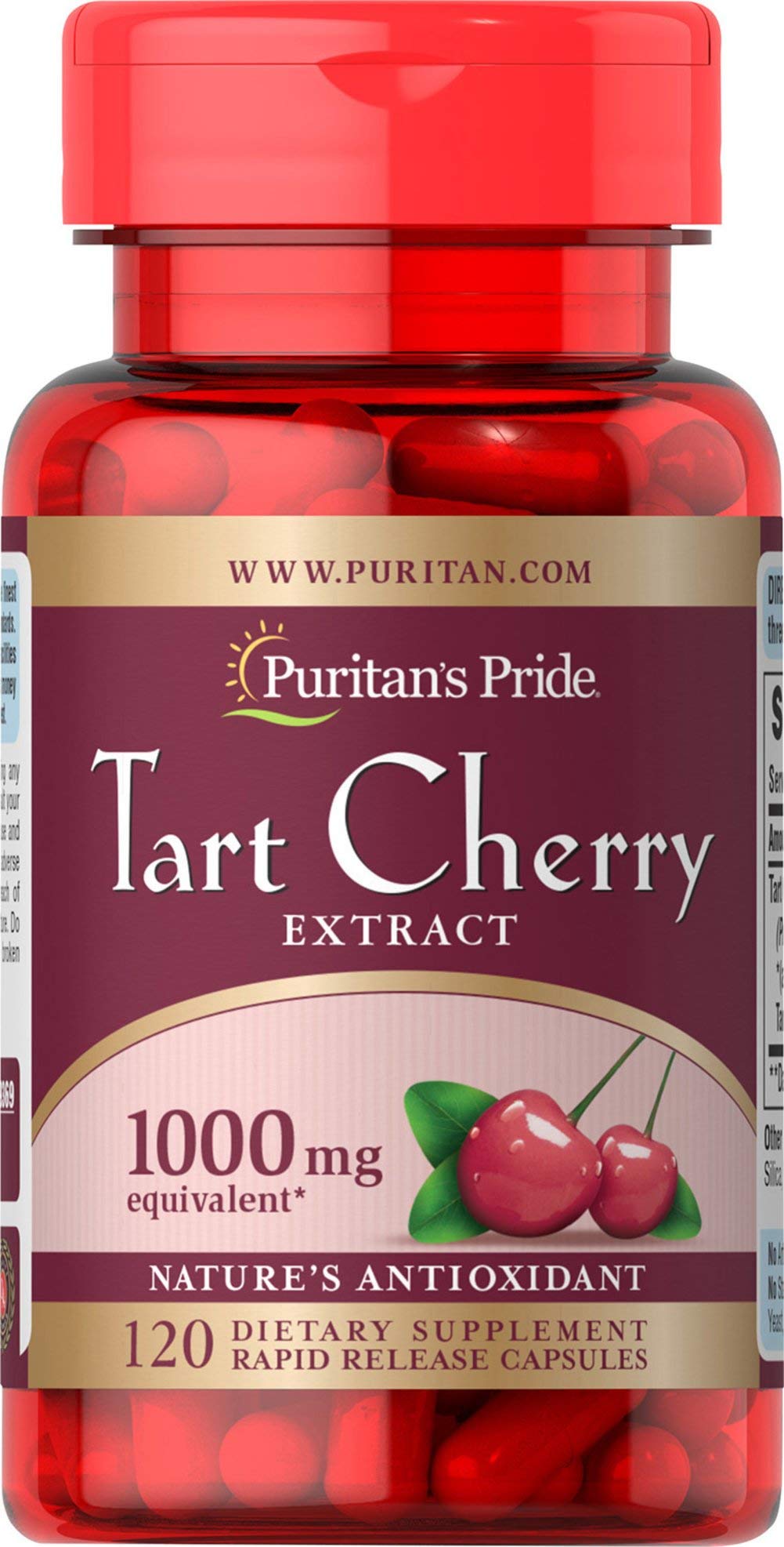Puritans Pride Tart Cherry Extract 1000 Mg – 120 Count Capsules