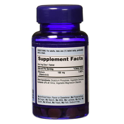 Puritans Pride Vitamin B-2 100 mg Tablets – 100 Count (Discontinued)