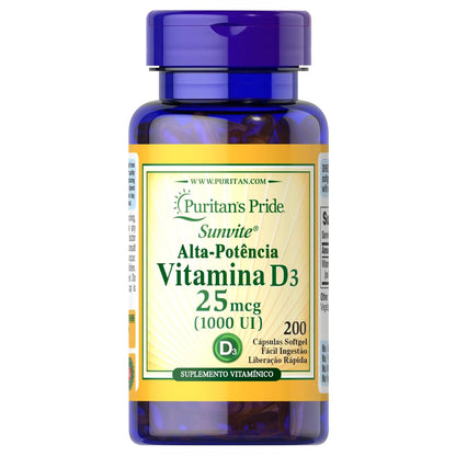 Puritan's Pride High-Potency Vitamin D3 1000 IU, 200 Softgels (Discontinued)