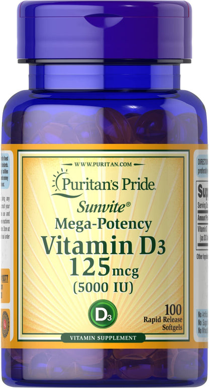 Puritan's Pride Vitamin D3 5000 IU – 100 Count | Discontinued by Manufacturer