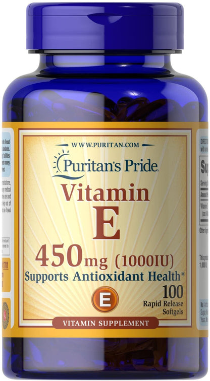 Puritan's Pride Vitamin E-1000 IU 100 SFTGLS | dl-Alpha Vitamin E Softgels