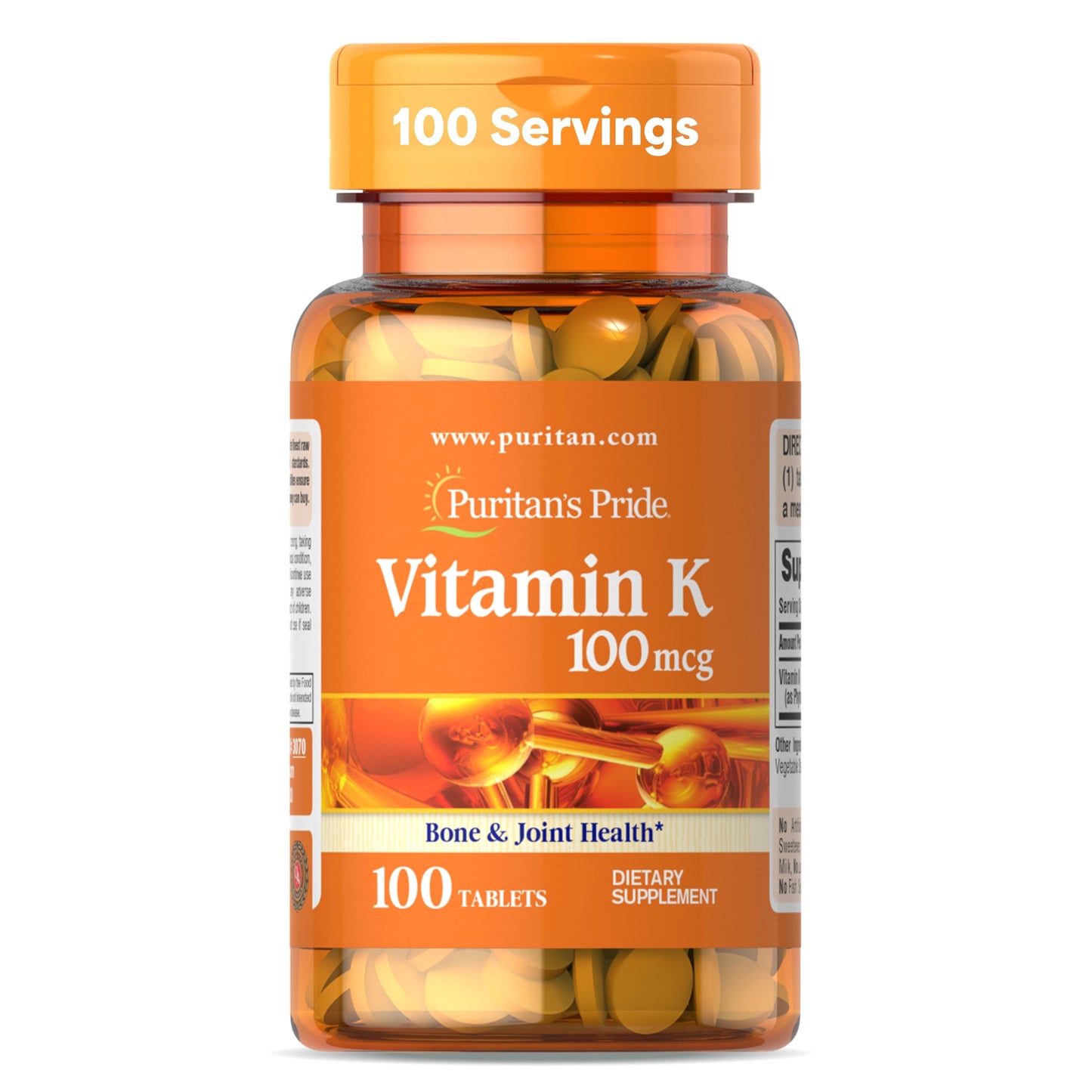 Puritan's Pride Vitamin K 100 mcg – 100 Tablets, 100-Day Supply