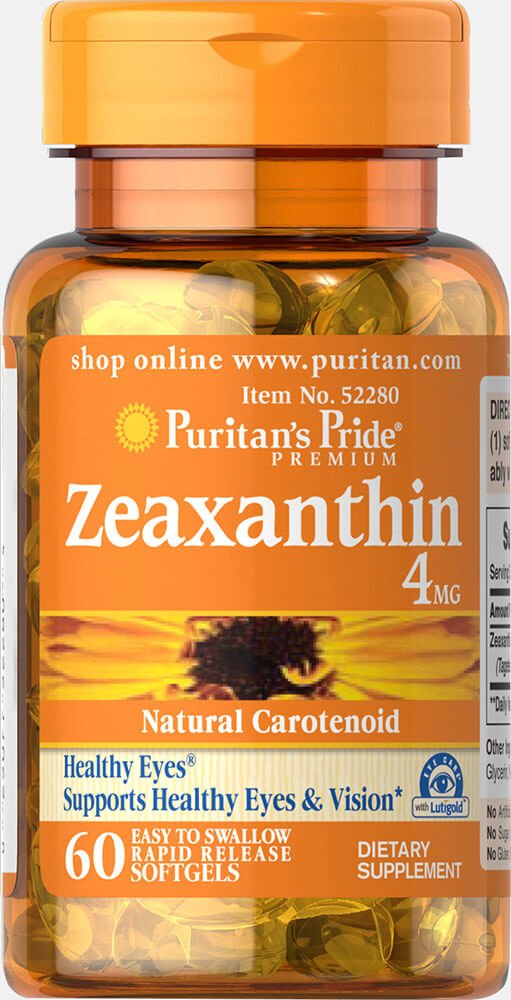 Puritan's Pride Zeaxanthin 4 mg - 60 Softgels | Eye Health & Vision