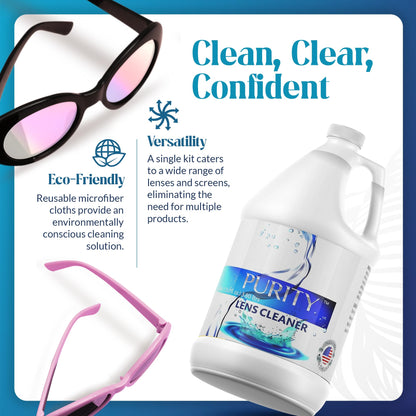 Purity Eye Glasses Lens Cleaner - 1gal Refill | Safe for All Lenses, AR Coated Included | Made in USA