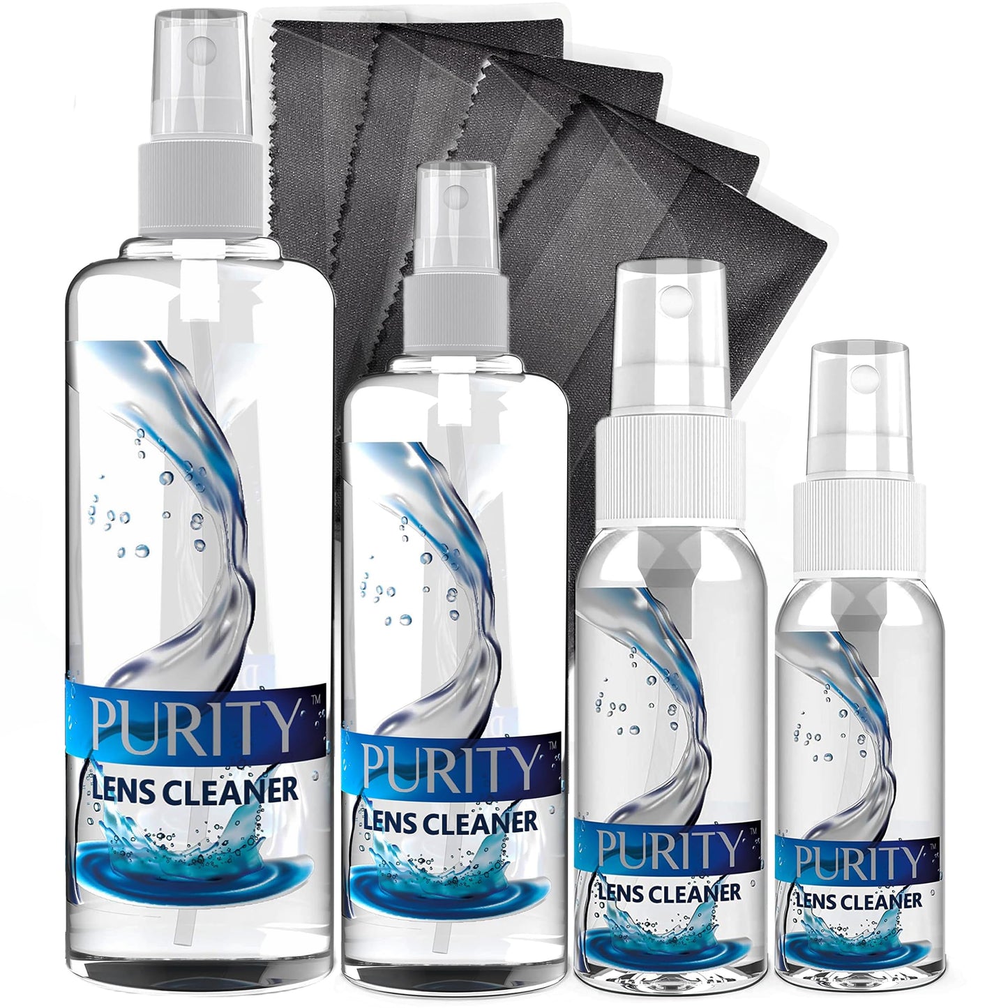 Purity Eyeglass Cleaner Family Pack – Multi-Size Lens Care Kit (1oz, 2oz, 4oz, 8oz)