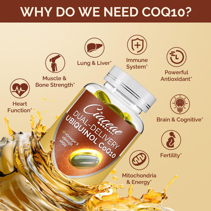 Ubiquinol CoQ10 600mg Softgels with Omega-3, Shilajit & PQQ – 60 Servings