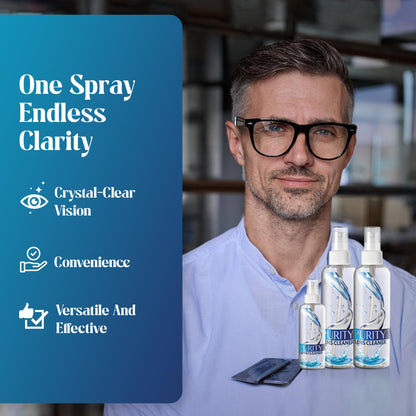 Purity Eyeglass Lens Cleaner Kit - 2x8oz + 1x2oz Spray, 2 Microfiber Cloths