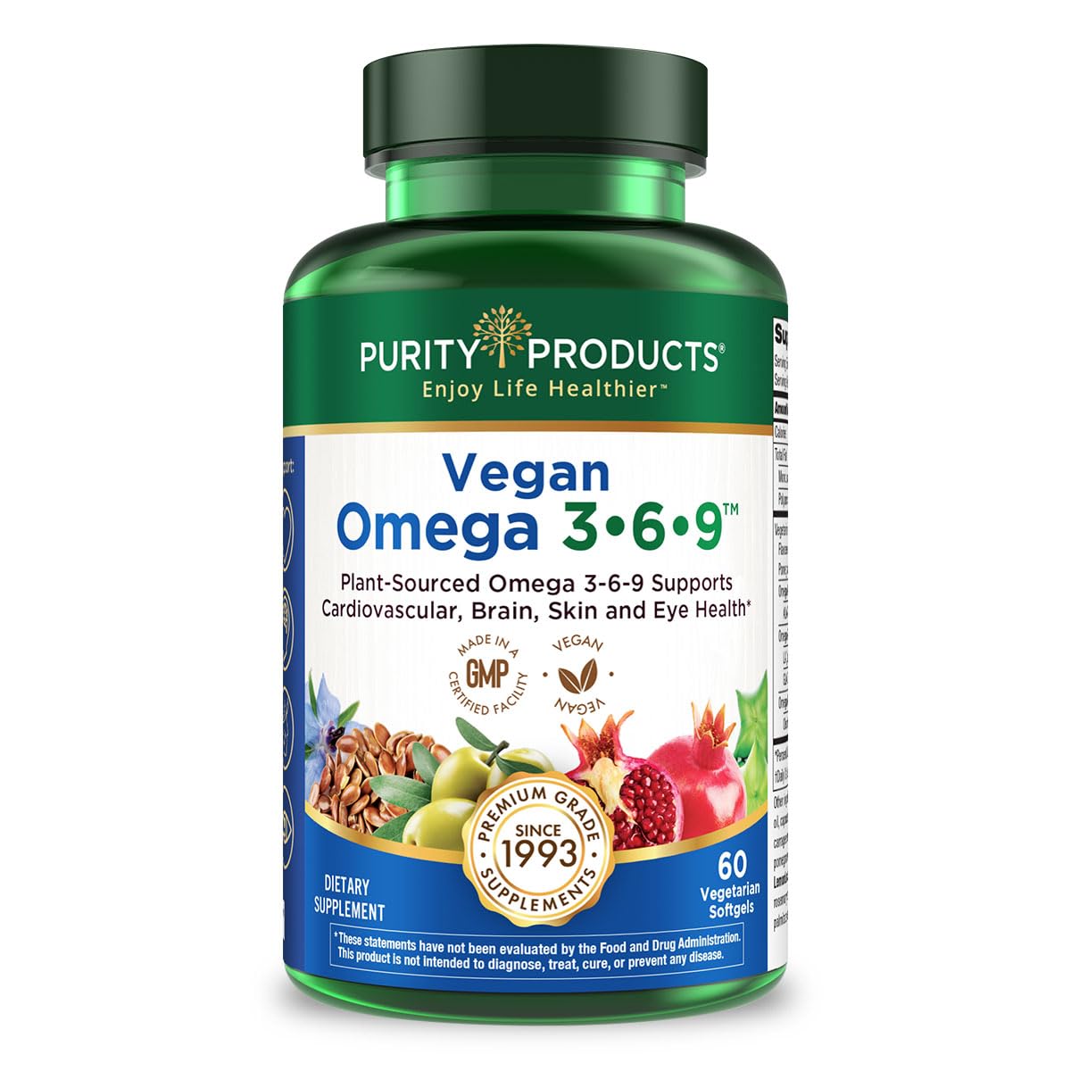 Purity Omega 3-6-9 Vegan & Vegetarian – 5-in-1 Plant-Based EFA (60)