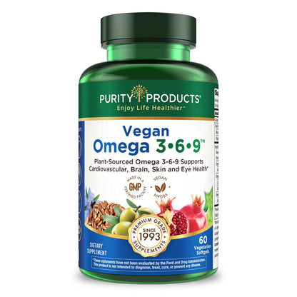 Purity Omega 3-6-9 Vegan & Vegetarian – 5-in-1 Plant-Based EFA (60)