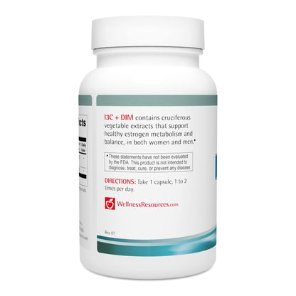 Wellness Resources I3C + DIM for Healthy Estrogen Metabolism & Detoxification | 60 Capsules