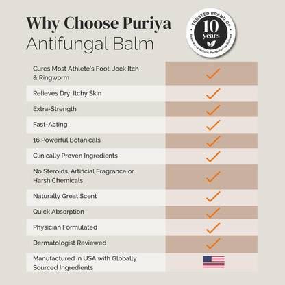 Puriya Clinically Proven Antifungal Cream for Skin Fungus – Extra-Strength Athlete's Foot, Jock Itch, Ringworm Treatment