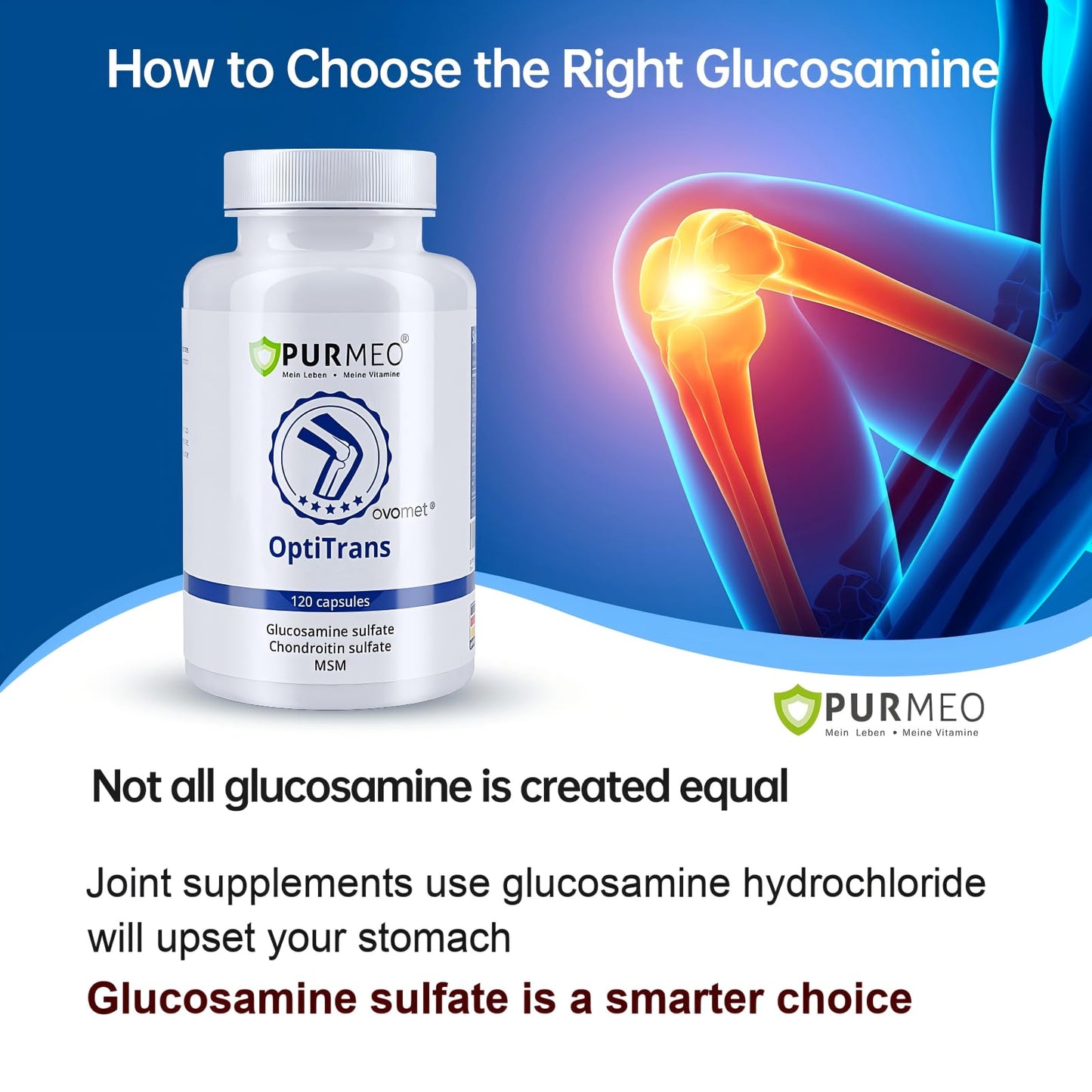 Purmeo OVOMET Eggshell Membrane Joint Supplement – Low-Purine Glucosamine, Chondroitin, MSM, Boswellia | Made in Germany | 60 Days Supply