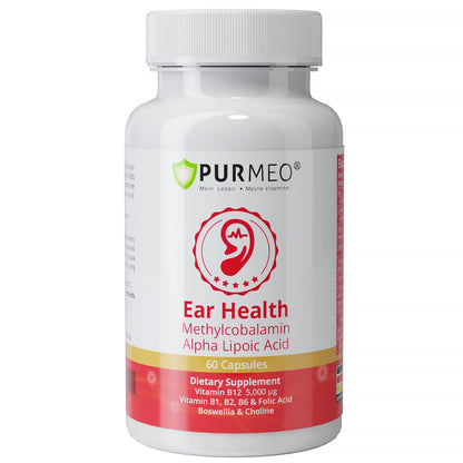 Purmeo Tinnitus Relief – 1 Daily Capsule | German-Grade Alpha Lipoic Acid & Methylcobalamin