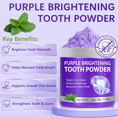 3Pcs Purple Teeth Whitening Powder – Purple Brightening, No Sensitivity, Fresh Mint
