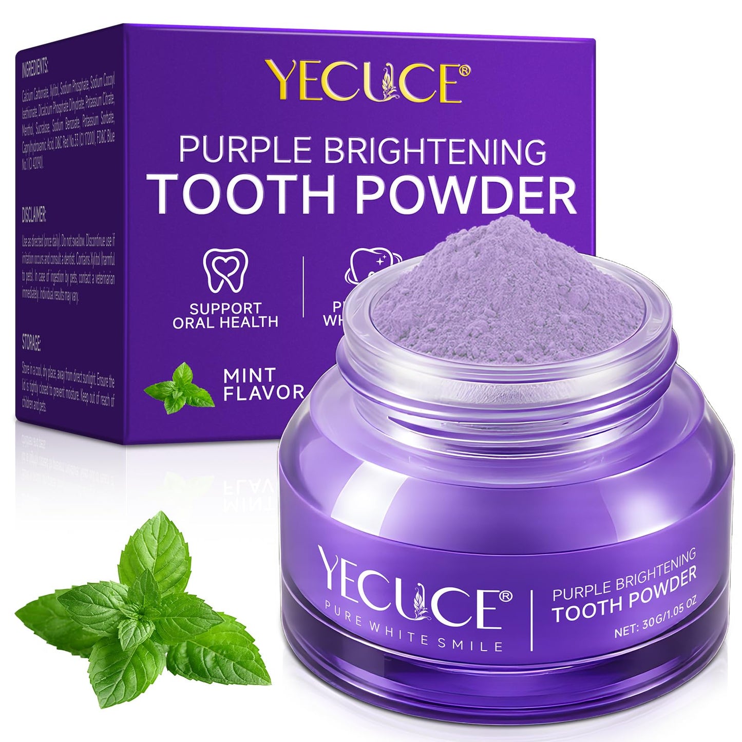 Purple Brightening Powder Toothpaste – Whitening, No Sensitivity, Enamel Safe