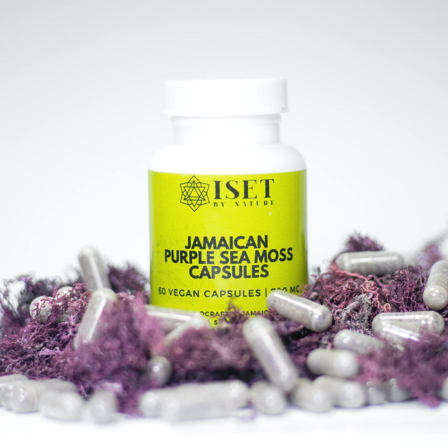 Purple Sea Moss Capsules - 60 Vegan Capsules (1400 mg) - Jamaican Wildcrafted Sea Moss