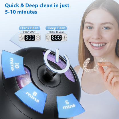 Ultrasonic Retainer Cleaner 42kHz – IPX7 Waterproof, Quiet Black