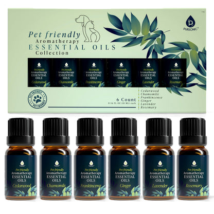 PURSONIC Pet Friendly Aromatherapy Essential Oils Collection - 6-Count | Safe for Dogs & Cats