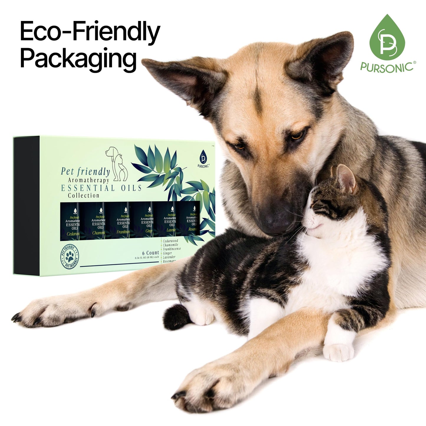 PURSONIC Pet Friendly Aromatherapy Essential Oils Collection - 6-Count | Safe for Dogs & Cats