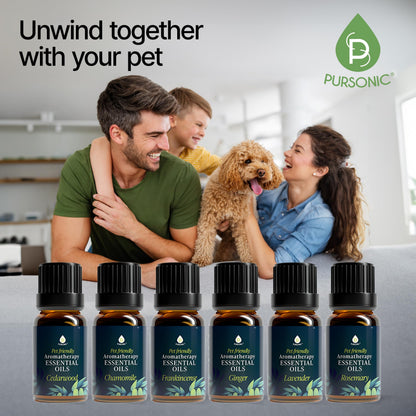 PURSONIC Pet Friendly Aromatherapy Essential Oils Collection - 6-Count | Safe for Dogs & Cats