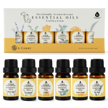 Pursonic Pet-Safe Aromatherapy Oils — Vet-Approved 6-Piece Set (10 ml each)