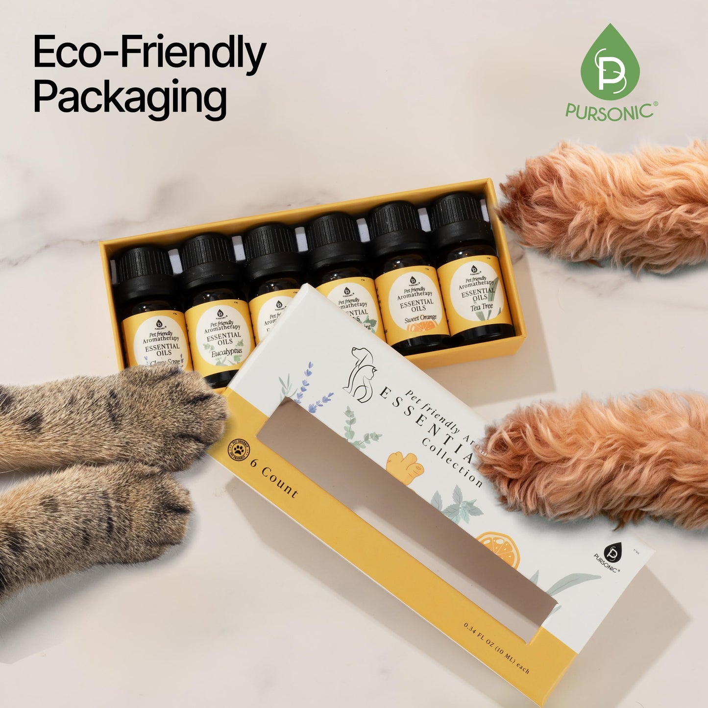 Pursonic Pet-Safe Aromatherapy Oils — Vet-Approved 6-Piece Set (10 ml each)