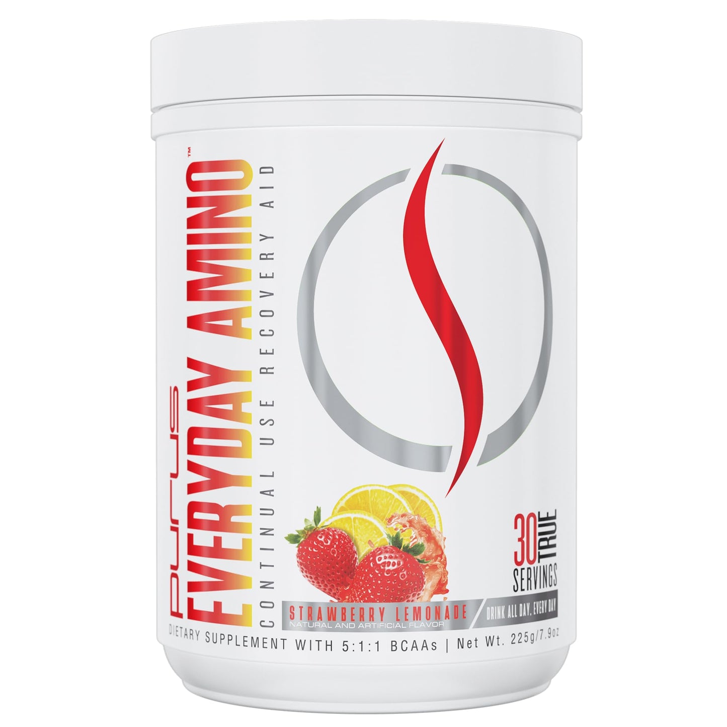 Purus Labs Everyday Amino BCAA Powder – Strawberry Lemonade | 5:1:1 BCAA, Sugar Free & Gluten Free, 30 Servings